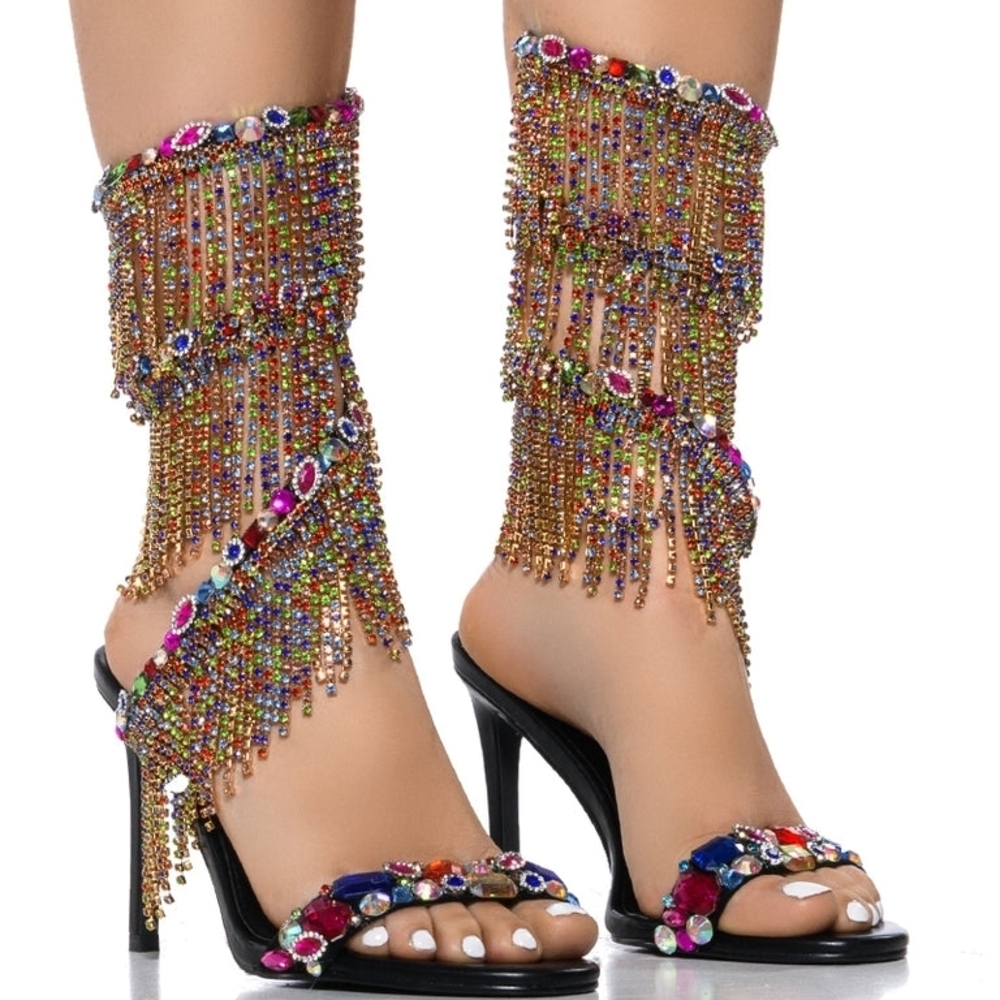 AZALEA WANG "DRIPPING SERENITY" Multicolor Beaded Women's Sandals